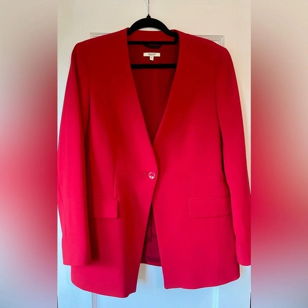 Santorelli Red Blazer Modern Structured Design - Picture 1 of 7
